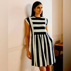 Boden womens striped flare jersey dress‎ size 8 nautical preppy NWT sleeveless